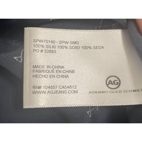 Navy Blue Silk Camisole Fish Print Adjustable Straps Small Layering Elegant - Picture 4 of 6